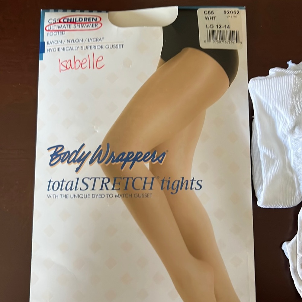 Girls white shimmer dance tight 12/14